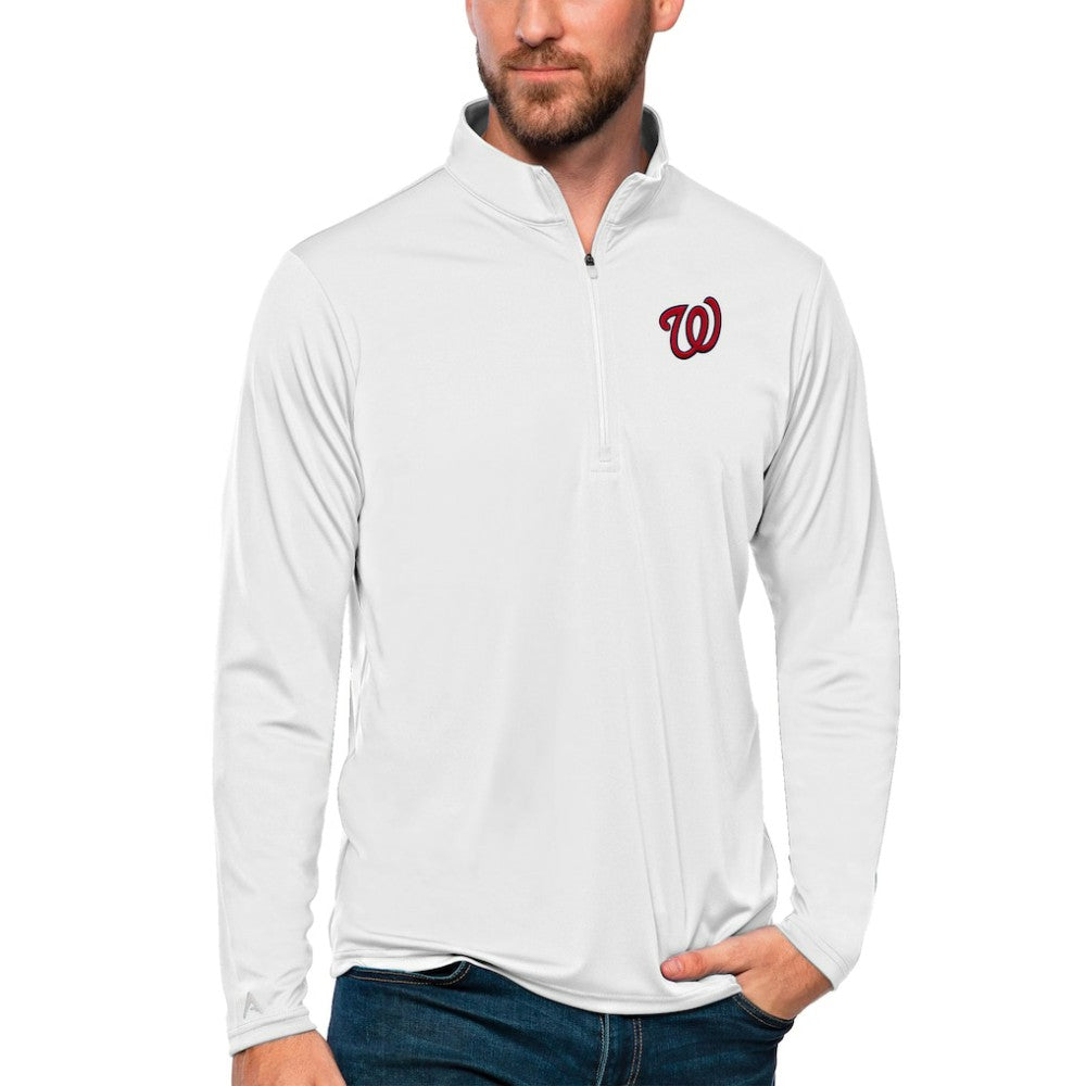 Washington Nationals Antigua Tribute Quarter-Zip Pullover Top - White - MLB Online