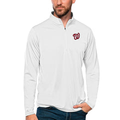 Washington Nationals Antigua Tribute Quarter-Zip Pullover Top - White - MLB Online