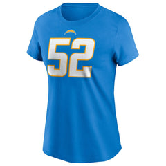Nike Khalil Mack Los Angeles Chargers Women's Player Name & Number T-Shirt Powder Blue