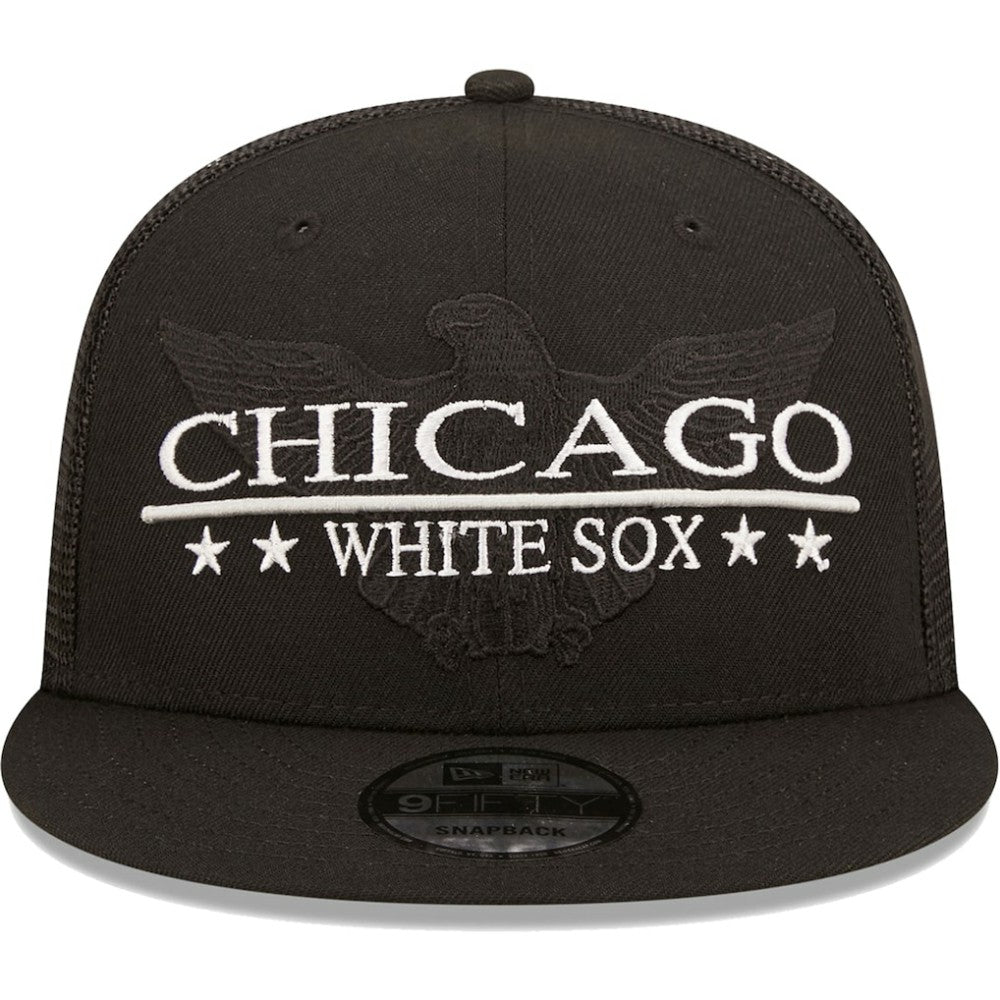 Chicago White Sox New Era Patriot Trucker 9FIFTY Snapback Hat - Black - New Era Lifestyle