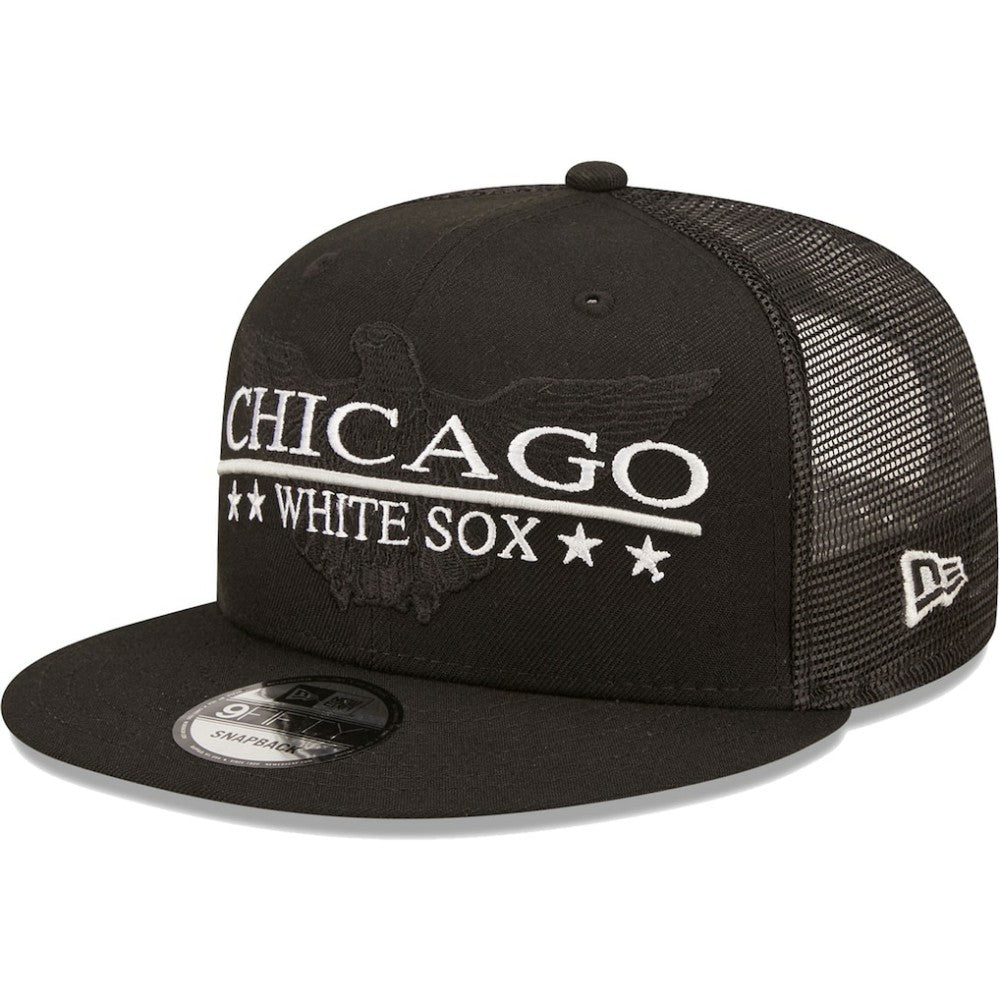 Chicago White Sox New Era Patriot Trucker 9FIFTY Snapback Hat - Black - New Era Lifestyle