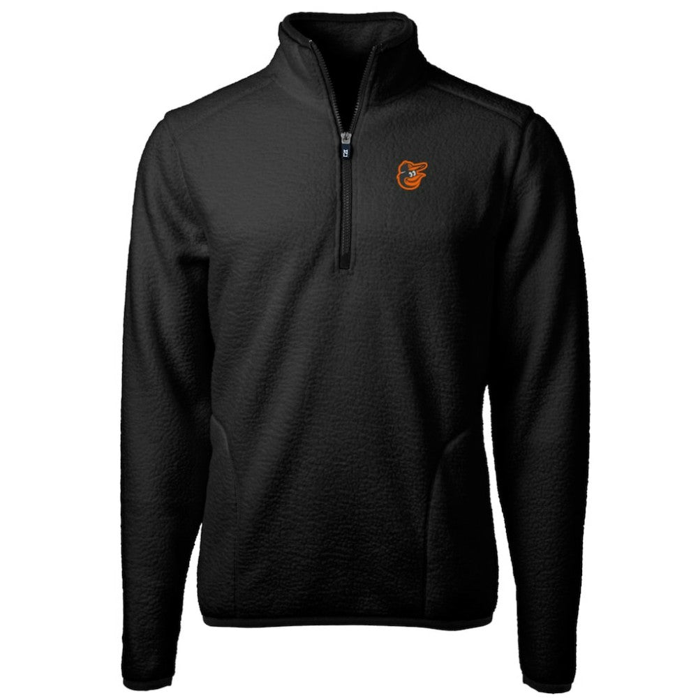 Baltimore Orioles Cutter & Buck Big & Tall Cascade Eco Sherpa Fleece Quarter-Zip Pullover Jacket - Black - MLB on Sale