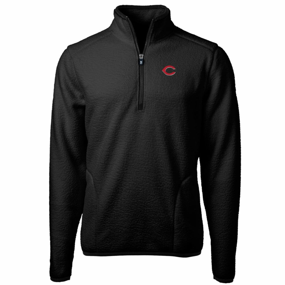 Cincinnati Reds Cutter & Buck Big & Tall Cascade Eco Sherpa Fleece Quarter-Zip Pullover Jacket - Black - MLB Discount