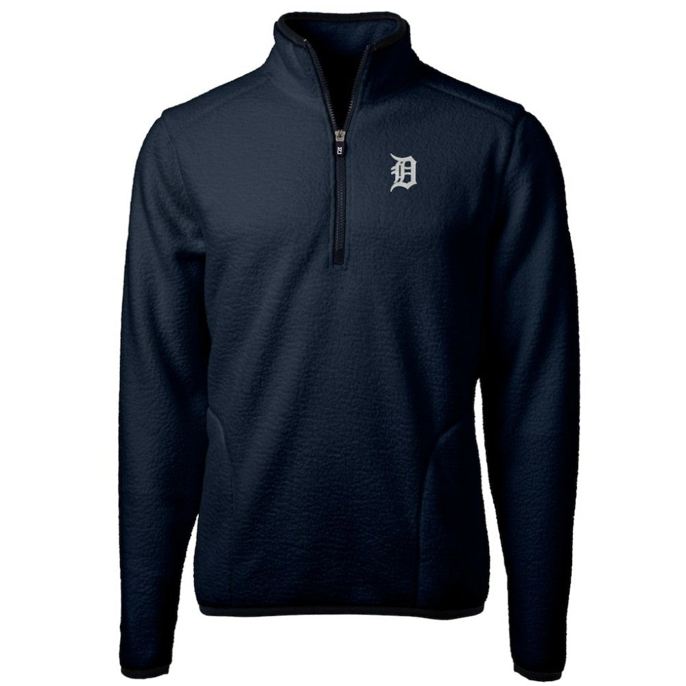 Detroit Tigers Cutter & Buck Big & Tall Cascade Eco Sherpa Fleece Quarter-Zip Pullover Jacket - Navy - MLB Lifestyle
