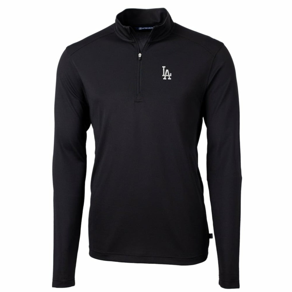 Los Angeles Dodgers Cutter & Buck Big & Tall Virtue Eco Pique Quarter-Zip Pullover Jacket - Black - MLB on Sale