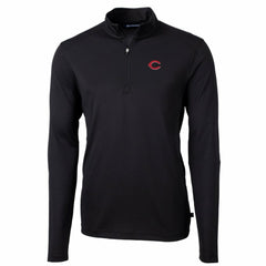Cincinnati Reds Cutter & Buck Big & Tall Virtue Eco Pique Quarter-Zip Pullover Jacket - Black - MLB on Sale