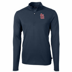 St. Louis Cardinals Cutter & Buck Big & Tall Virtue Eco Pique Quarter-Zip Pullover Jacket - Navy - MLB Sale
