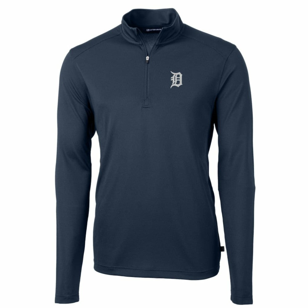 Detroit Tigers Cutter & Buck Big & Tall Virtue Eco Pique Quarter-Zip Pullover Jacket - Navy - MLB Online