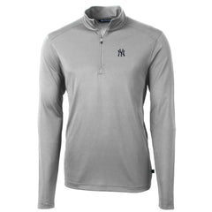 New York Yankees Cutter & Buck Big & Tall Virtue Eco Pique Quarter-Zip Pullover Jacket - Gray - MLB on Sale