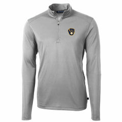 Milwaukee Brewers Cutter & Buck Big & Tall Virtue Eco Pique Quarter-Zip Pullover Jacket - Gray - MLB Sale