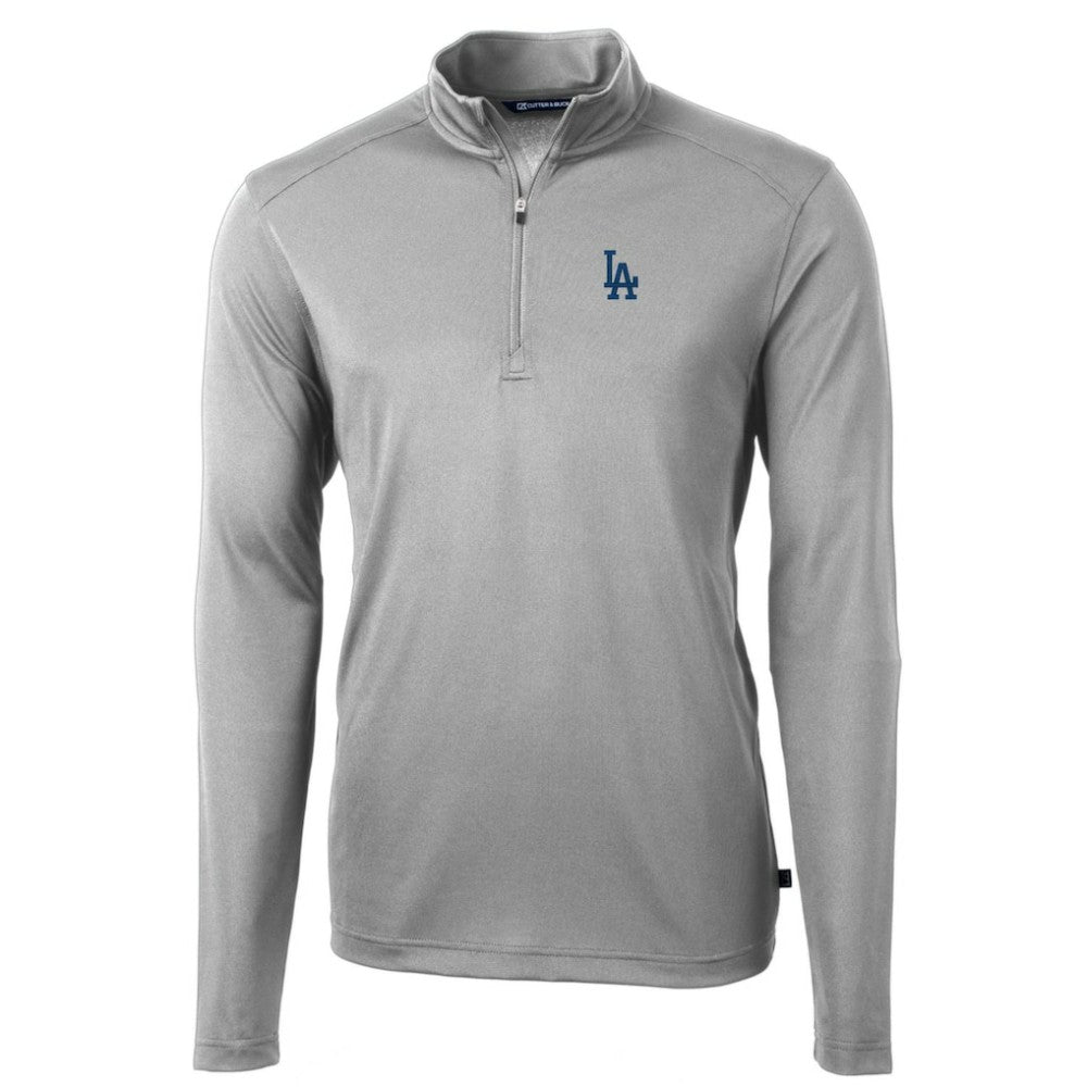 Los Angeles Dodgers Cutter & Buck Big & Tall Virtue Eco Pique Quarter-Zip Pullover Jacket - Gray - MLB Sale