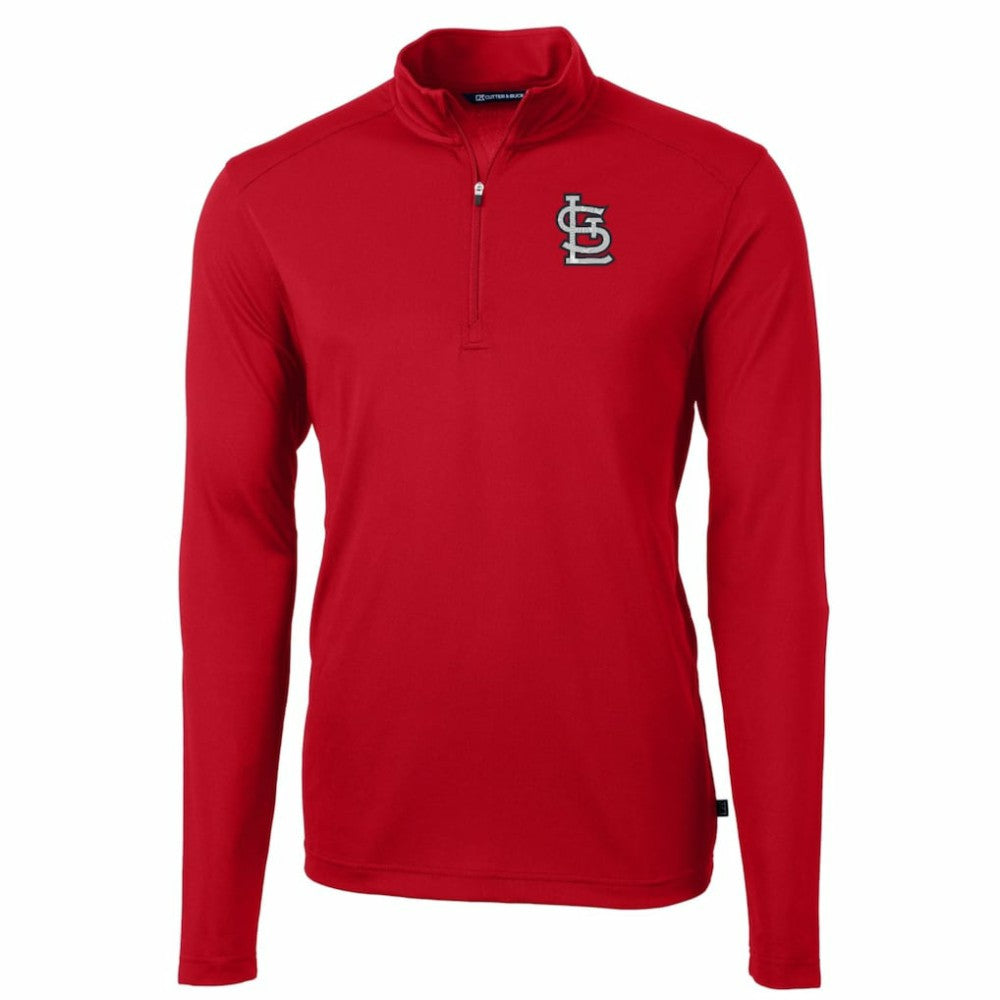St. Louis Cardinals Cutter & Buck Big & Tall Virtue Eco Pique Quarter-Zip Pullover Jacket - Red - MLB Online