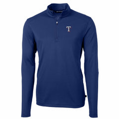 Texas Rangers Cutter & Buck Big & Tall Virtue Eco Pique Quarter-Zip Pullover Jacket - Royal - MLB Online