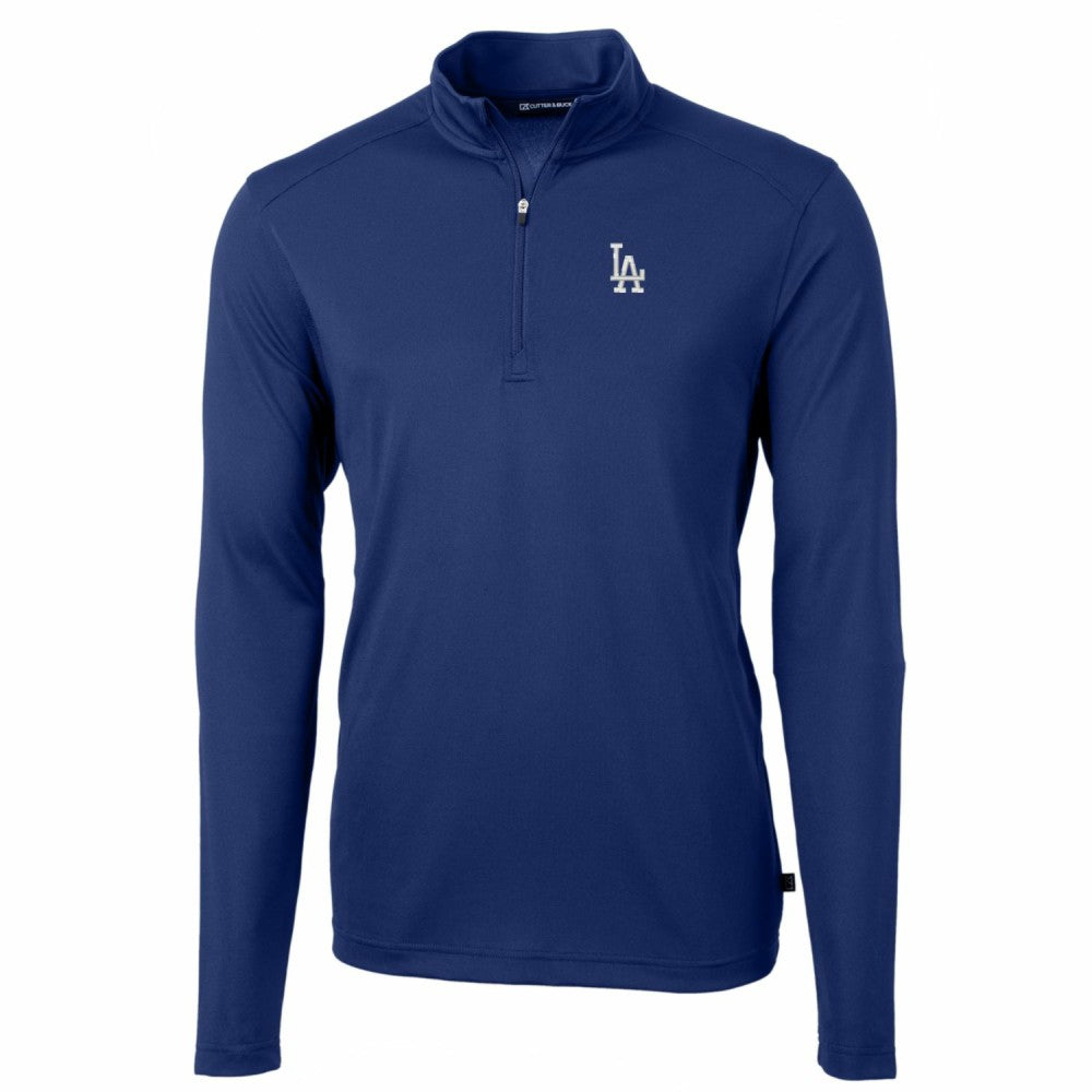 Los Angeles Dodgers Cutter & Buck Big & Tall Virtue Eco Pique Quarter-Zip Pullover Jacket - Royal - MLB Lifestyle