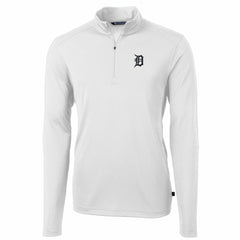 Detroit Tigers Cutter & Buck Big & Tall Virtue Eco Pique Quarter-Zip Pullover Jacket - White - MLB Discount