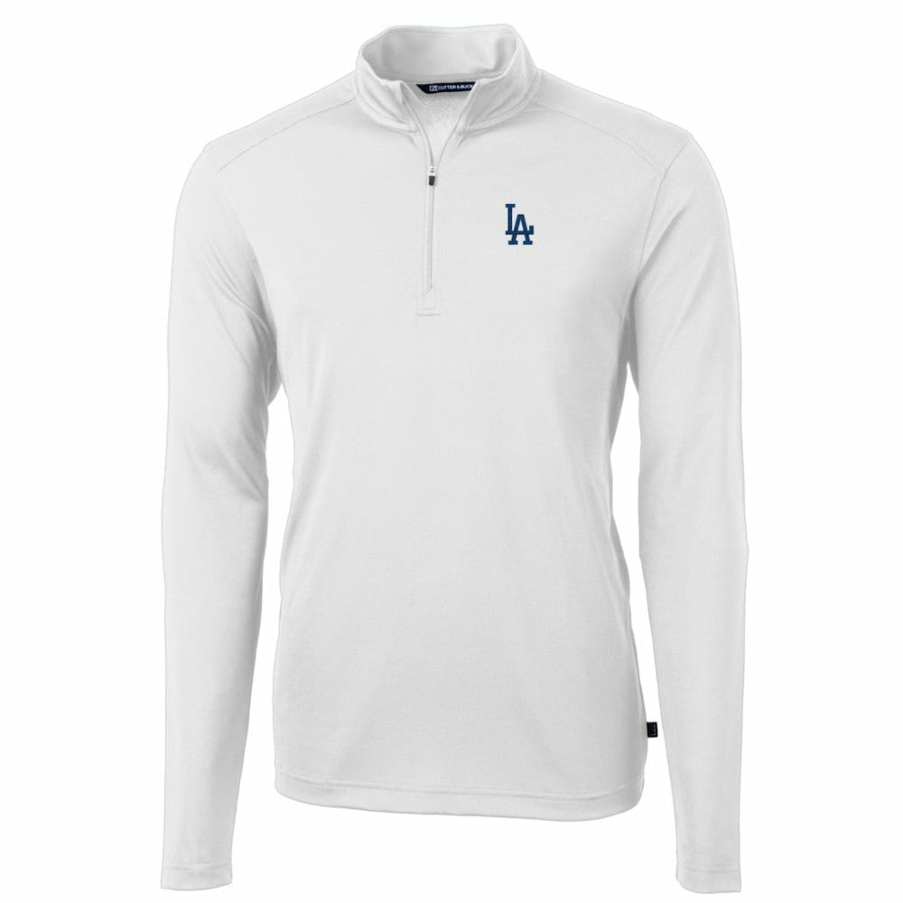 Los Angeles Dodgers Cutter & Buck Big & Tall Virtue Eco Pique Quarter-Zip Pullover Jacket - White - MLB Sale