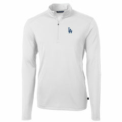 Los Angeles Dodgers Cutter & Buck Big & Tall Virtue Eco Pique Quarter-Zip Pullover Jacket - White - MLB Sale