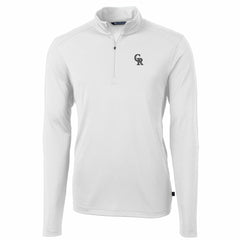 Colorado Rockies Cutter & Buck Big & Tall Virtue Eco Pique Quarter-Zip Pullover Jacket - White - MLB Lifestyle