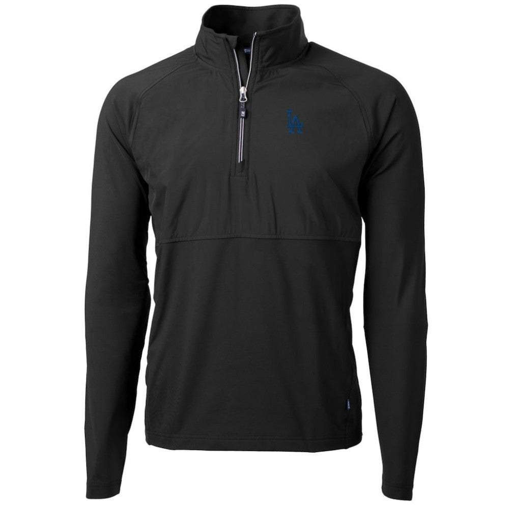 Los Angeles Dodgers Cutter & Buck Adapt Eco Knit Hybrid Recycled Quarter-Zip Pullover Jacket - Black - MLB Sale