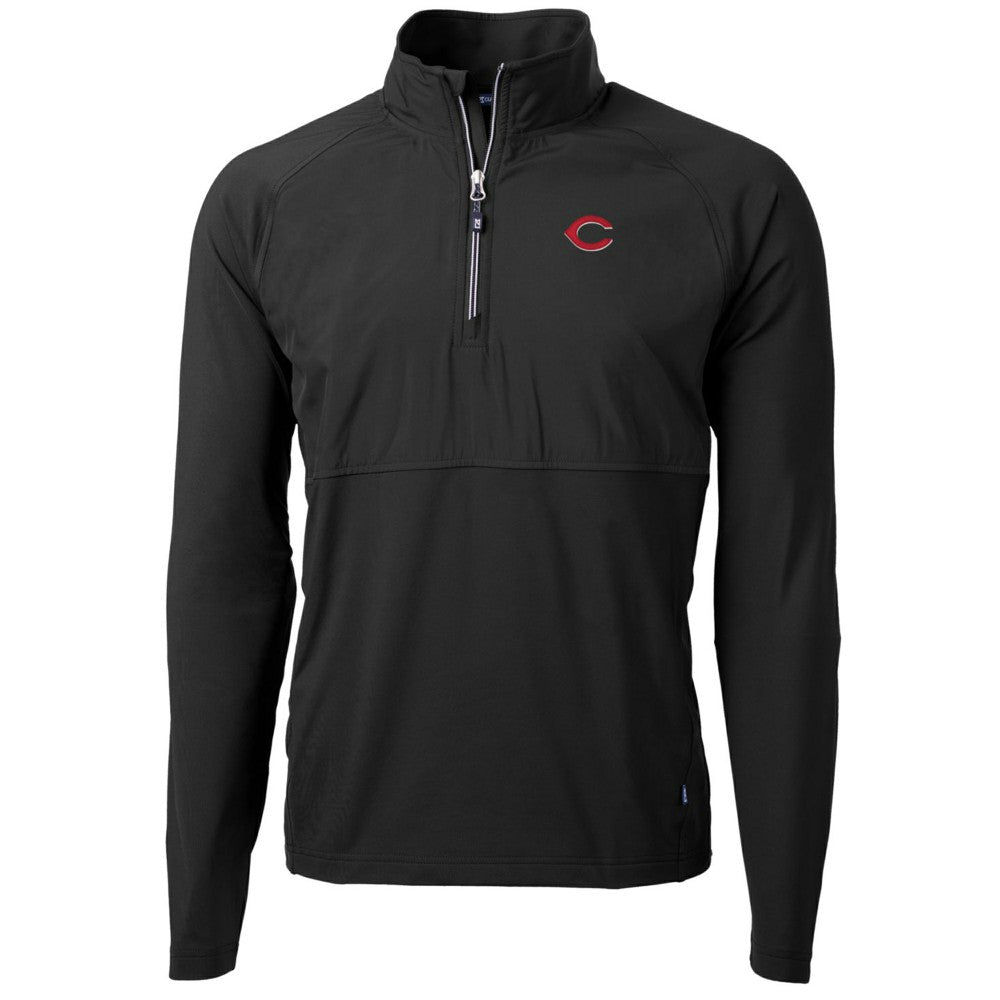 Cincinnati Reds Cutter & Buck Adapt Eco Knit Hybrid Recycled Quarter-Zip Pullover Jacket - Black - MLB on Sale