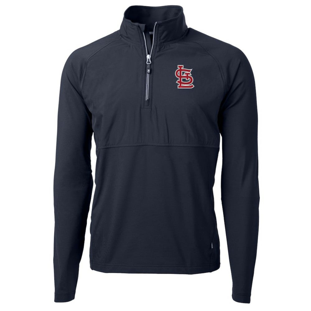 St. Louis Cardinals Cutter & Buck Adapt Eco Knit Hybrid Recycled Quarter-Zip Pullover Jacket - Navy - MLB Lifestyle