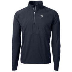 New York Yankees Cutter & Buck Adapt Eco Knit Hybrid Recycled Quarter-Zip Pullover Jacket - Navy - MLB Sale