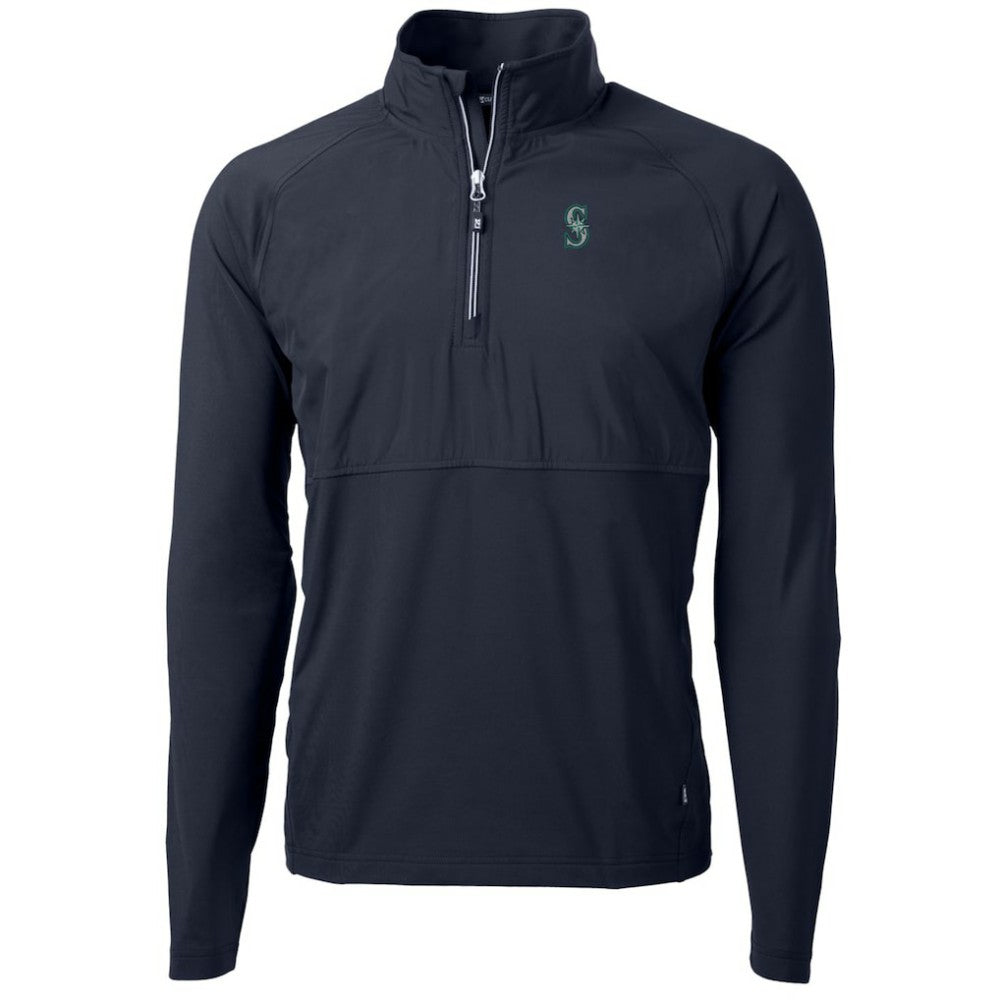Seattle Mariners Cutter & Buck Adapt Eco Knit Hybrid Recycled Quarter-Zip Pullover Jacket - Navy - MLB Online