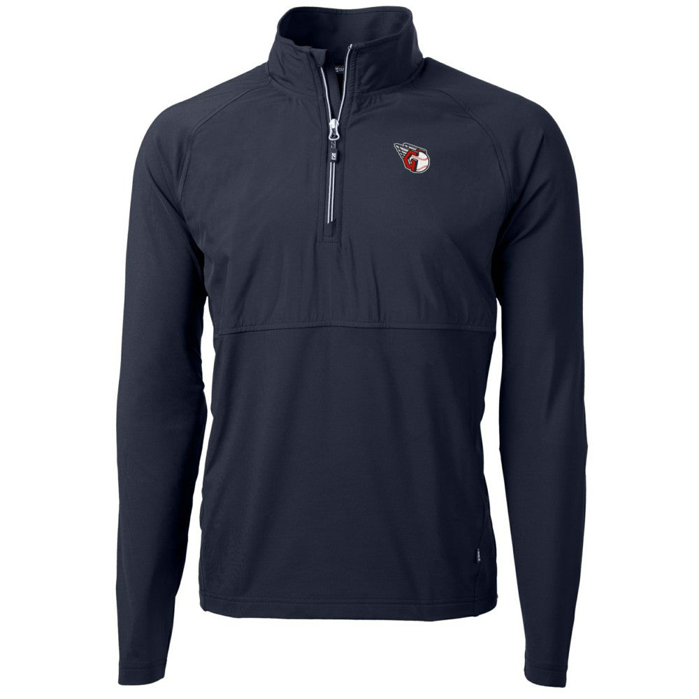 Cleveland Guardians Cutter & Buck Adapt Eco Knit Hybrid Recycled Quarter-Zip Pullover Jacket - Navy - MLB Lifestyle