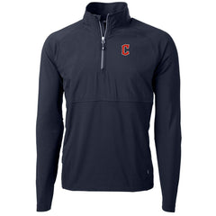 Cleveland Guardians Cutter & Buck Adapt Eco Knit Hybrid Recycled Quarter-Zip Pullover Jacket - Navy - MLB Discount