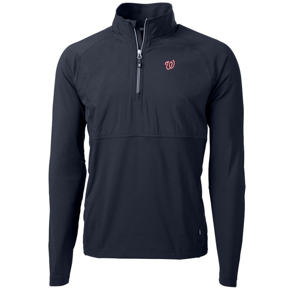 Washington Nationals Cutter & Buck Adapt Eco Knit Hybrid Recycled Quarter-Zip Pullover Jacket - Navy - MLB Discount