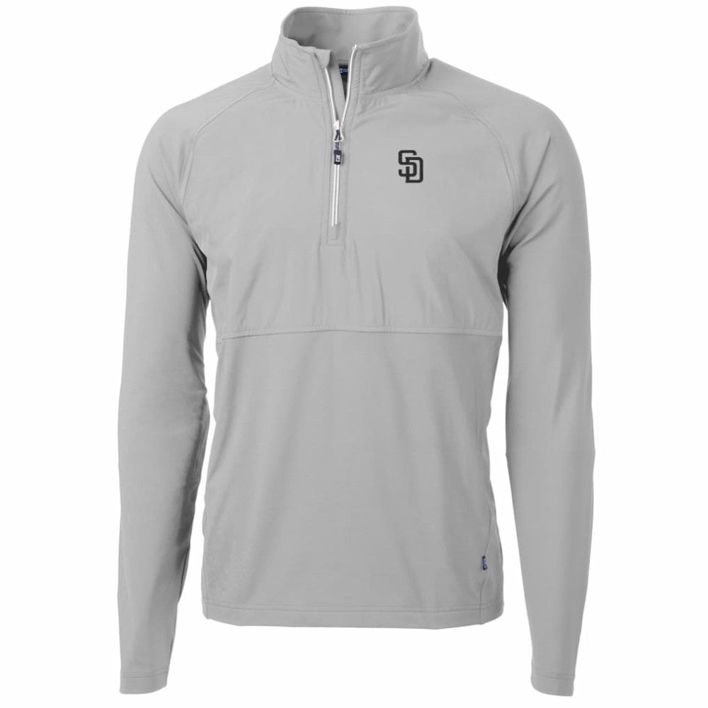 San Diego Padres Cutter & Buck Adapt Eco Knit Hybrid Recycled Quarter-Zip Pullover Jacket - Gray - MLB Sale