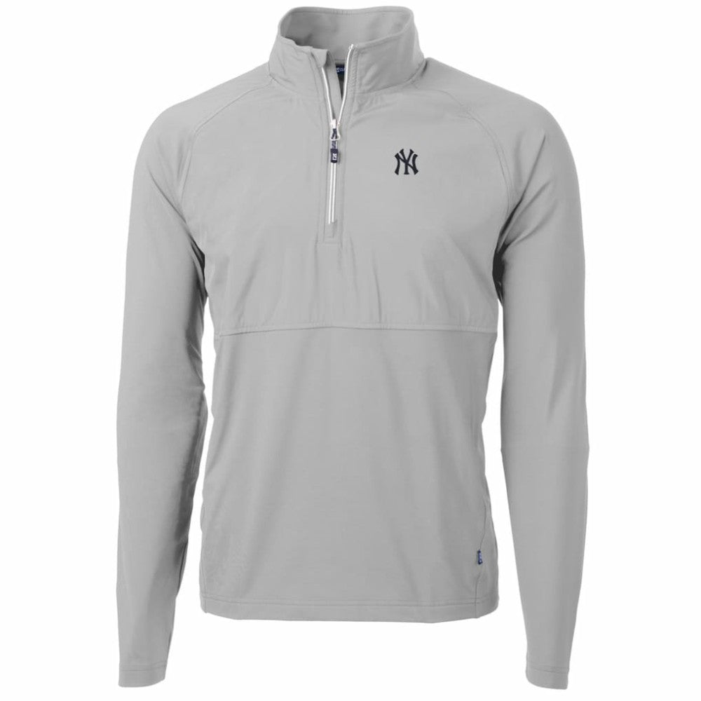 New York Yankees Cutter & Buck Adapt Eco Knit Hybrid Recycled Quarter-Zip Pullover Jacket - Gray - MLB Online