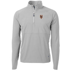 New York Mets Cutter & Buck Adapt Eco Knit Hybrid Recycled Quarter-Zip Pullover Jacket - Gray - MLB Sale