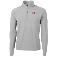 Cincinnati Reds Cutter & Buck Adapt Eco Knit Hybrid Recycled Quarter-Zip Pullover Jacket - Gray - MLB Lifestyle