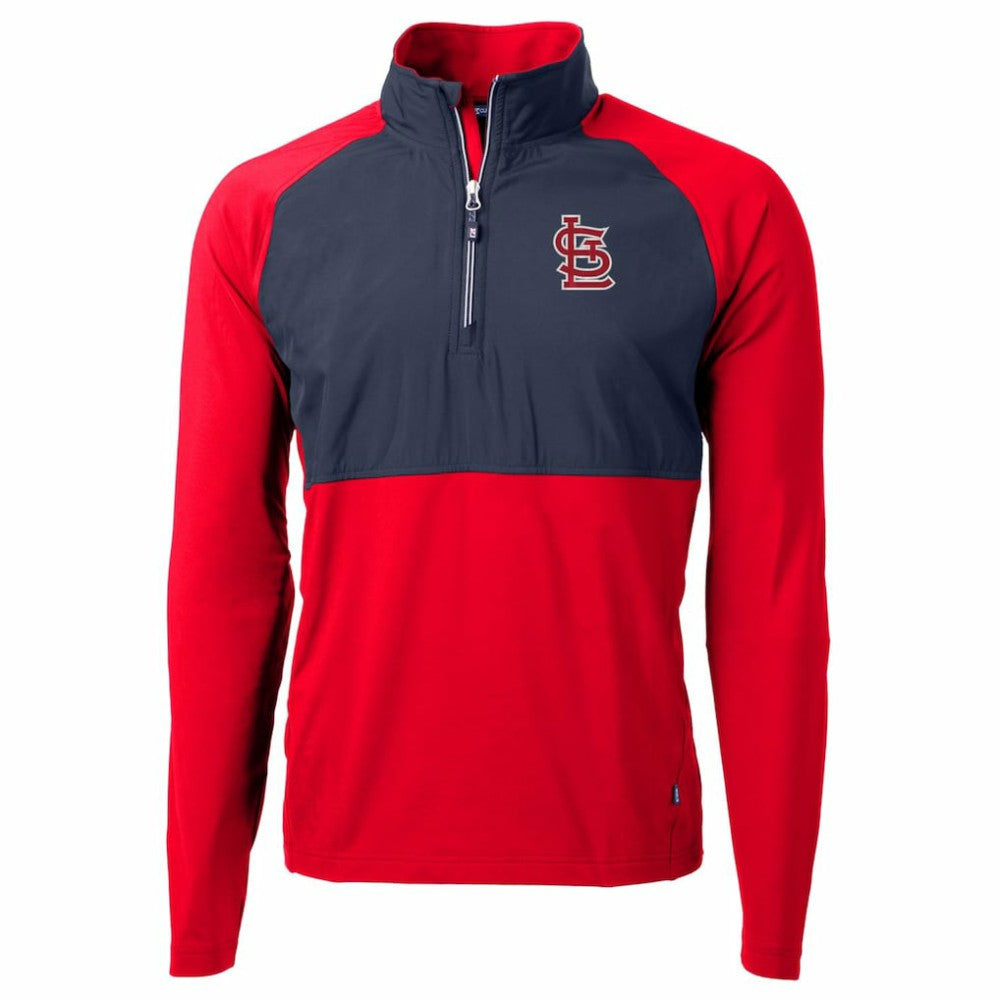 St. Louis Cardinals Cutter & Buck Adapt Eco Knit Hybrid Recycled Quarter-Zip Pullover Jacket - Red/Navy - MLB Sale
