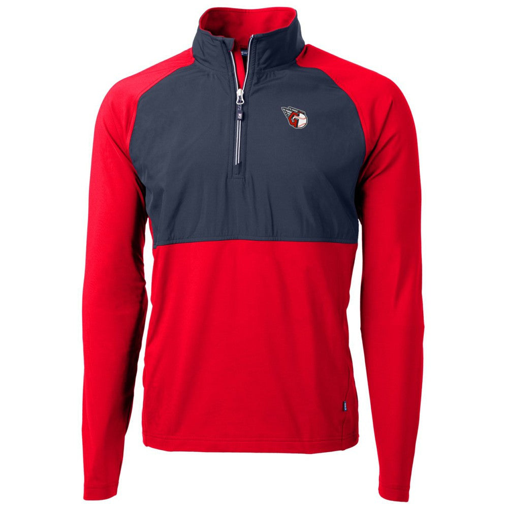 Cleveland Guardians Cutter & Buck Adapt Eco Knit Hybrid Recycled Quarter-Zip Pullover Jacket - Red/Navy - MLB Discount