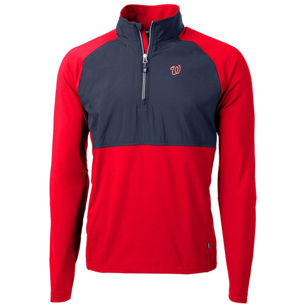 Washington Nationals Cutter & Buck Adapt Eco Knit Hybrid Recycled Quarter-Zip Pullover Jacket - Red/Navy - MLB Lifestyle