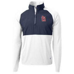 St. Louis Cardinals Cutter & Buck Adapt Eco Knit Hybrid Recycled Quarter-Zip Pullover Jacket - White/Navy - MLB Lifestyle