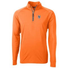 New York Mets Cutter & Buck Adapt Eco Knit Stretch Recycled Quarter-Zip Pullover Jacket - Orange - MLB Lifestyle