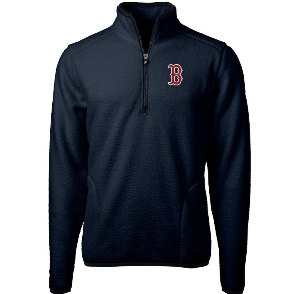 Boston Red Sox Cutter & Buck Cascade Eco Sherpa Fleece Quarter-Zip Pullover Jacket - Navy - MLB Sale