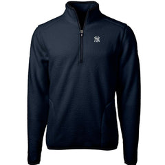 New York Yankees Cutter & Buck Cascade Eco Sherpa Fleece Quarter-Zip Pullover Jacket - Navy - MLB on Sale