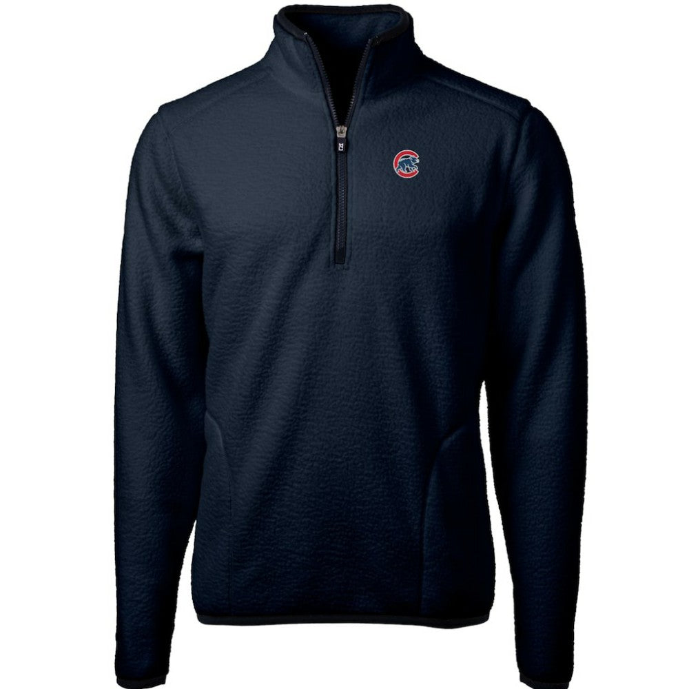 Chicago Cubs Cutter & Buck Cascade Eco Sherpa Fleece Quarter-Zip Pullover Jacket - Navy - MLB Sale