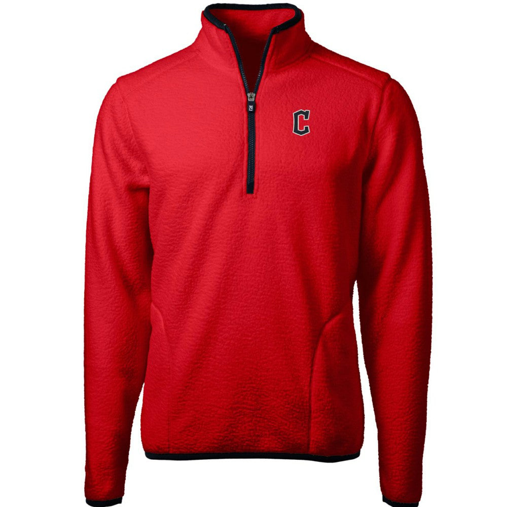 Cleveland Guardians Cutter & Buck Cascade Eco Sherpa Fleece Quarter-Zip Pullover Jacket - Red/Navy - MLB on Sale