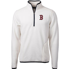 Boston Red Sox Cutter & Buck Cascade Eco Sherpa Fleece Quarter-Zip Pullover Jacket - White/Navy - MLB Discount