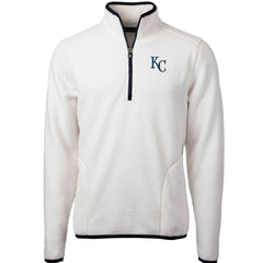 Kansas City Royals Cutter & Buck Cascade Eco Sherpa Fleece Quarter-Zip Pullover Jacket - White/Navy - MLB Discount