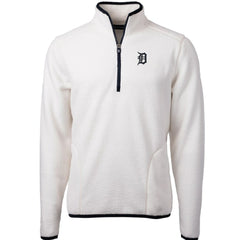 Detroit Tigers Cutter & Buck Cascade Eco Sherpa Fleece Quarter-Zip Pullover Jacket - White/Navy - MLB Discount