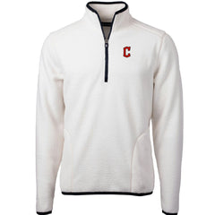 Cleveland Guardians Cutter & Buck Cascade Eco Sherpa Fleece Quarter-Zip Pullover Jacket - White/Navy - MLB Sale