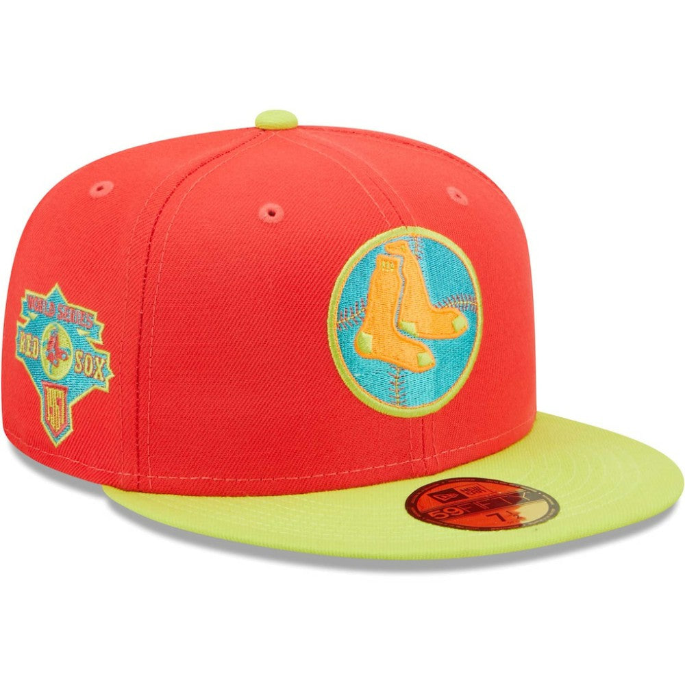 Boston Red Sox New Era   Lava Highlighter Combo 59FIFTY Fitted Hat - Red/Neon Green - New Era Discount