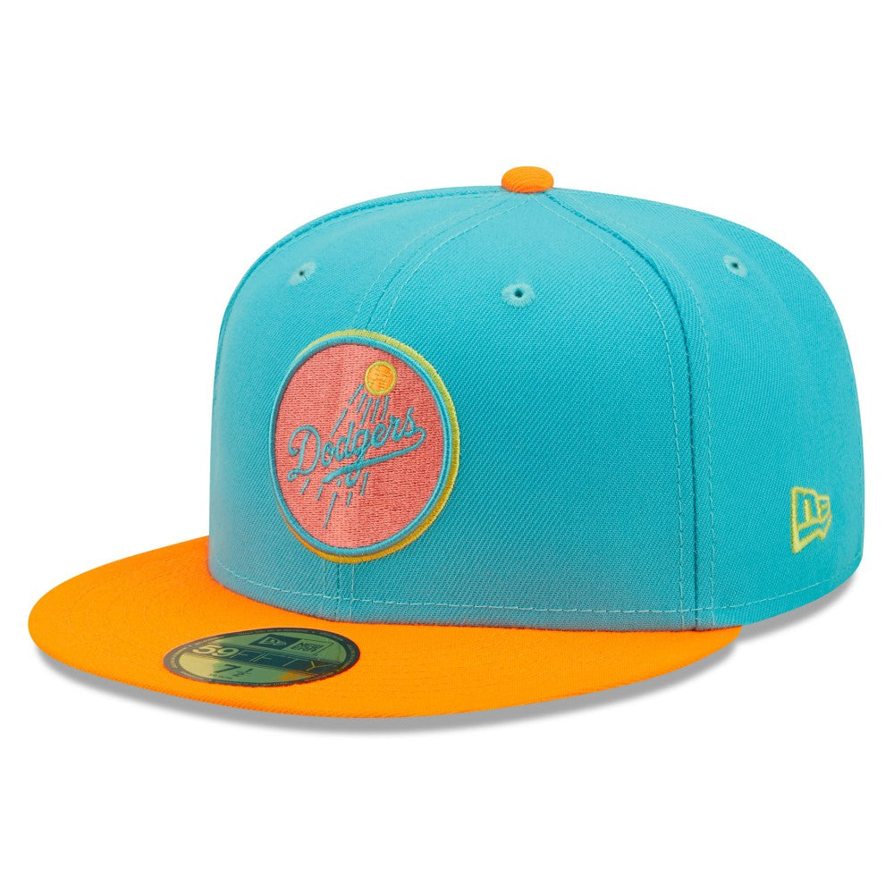 Los Angeles Dodgers New Era Vice Highlighter 59FIFTY Fitted Hat - Blue/Orange - New Era Sale