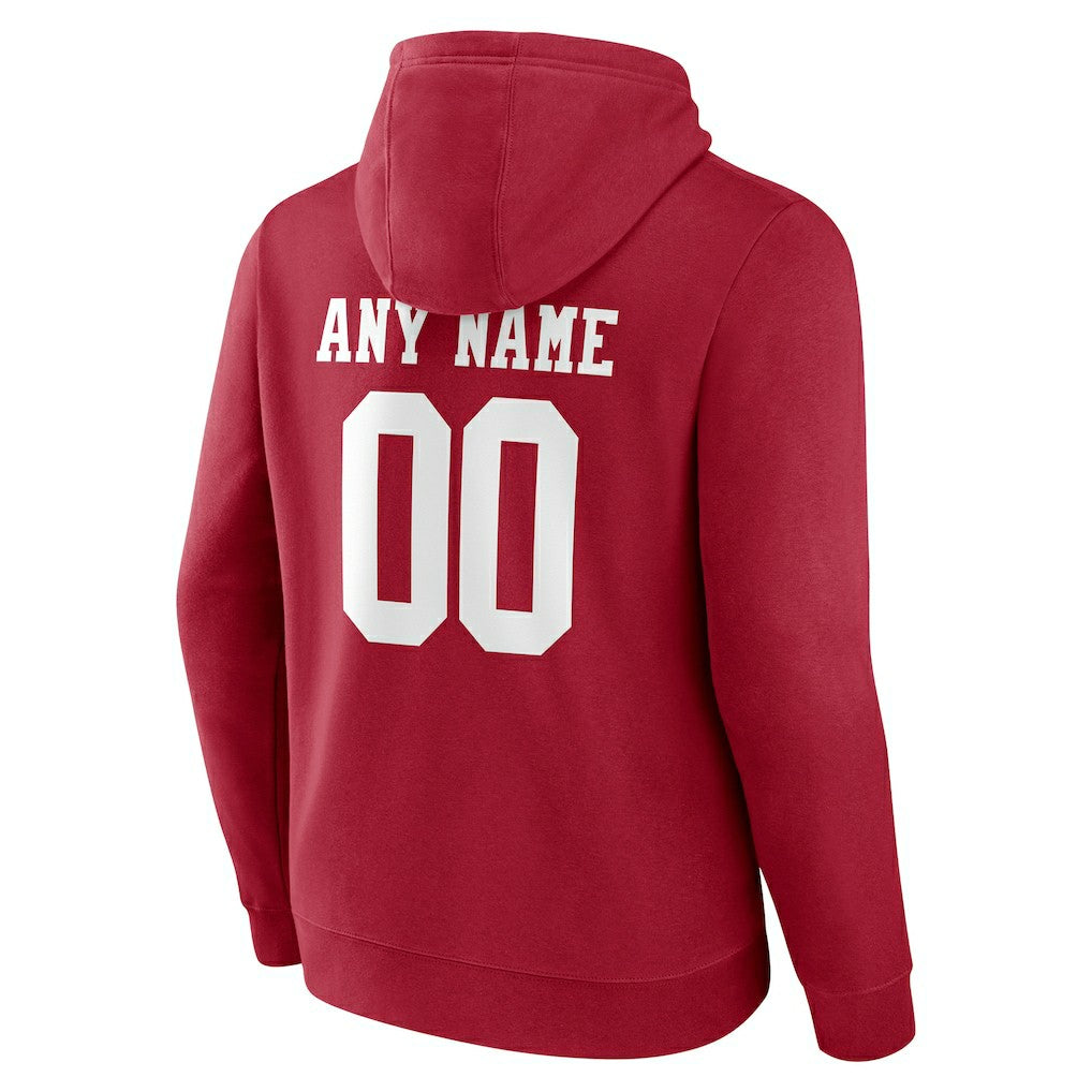 San Francisco 49ers Team Authentic Personalized Name & Number Pullover Hoodie Scarlet